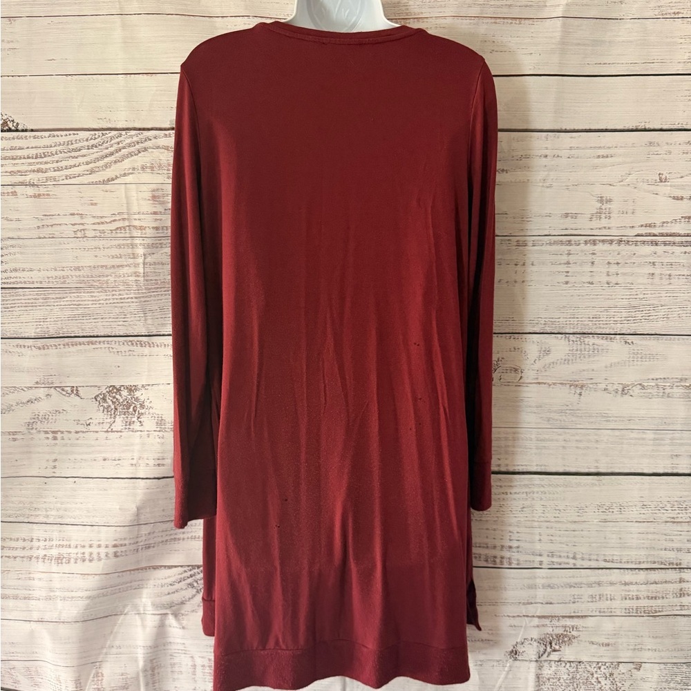 Eileen Fisher Women's Maroon Long Sleeve Full Body Shift Slip Dress Medium - Picture 3 of 7